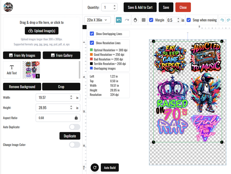 Build a DTF Transfers gang sheet