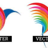 Comparison of raster and vector graphics illustrating sharpness and scalability differences.