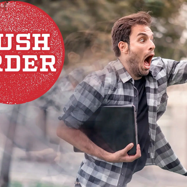 Rush fee service image representing same-day or expedited DTF Virginia printing solutions for urgent custom transfer orders.