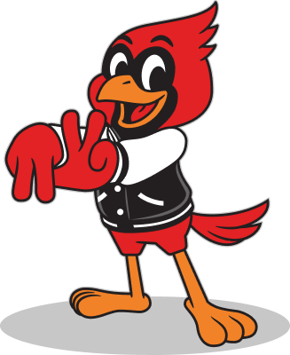 Rudi Red, the DTF Virginia cardinal mascot