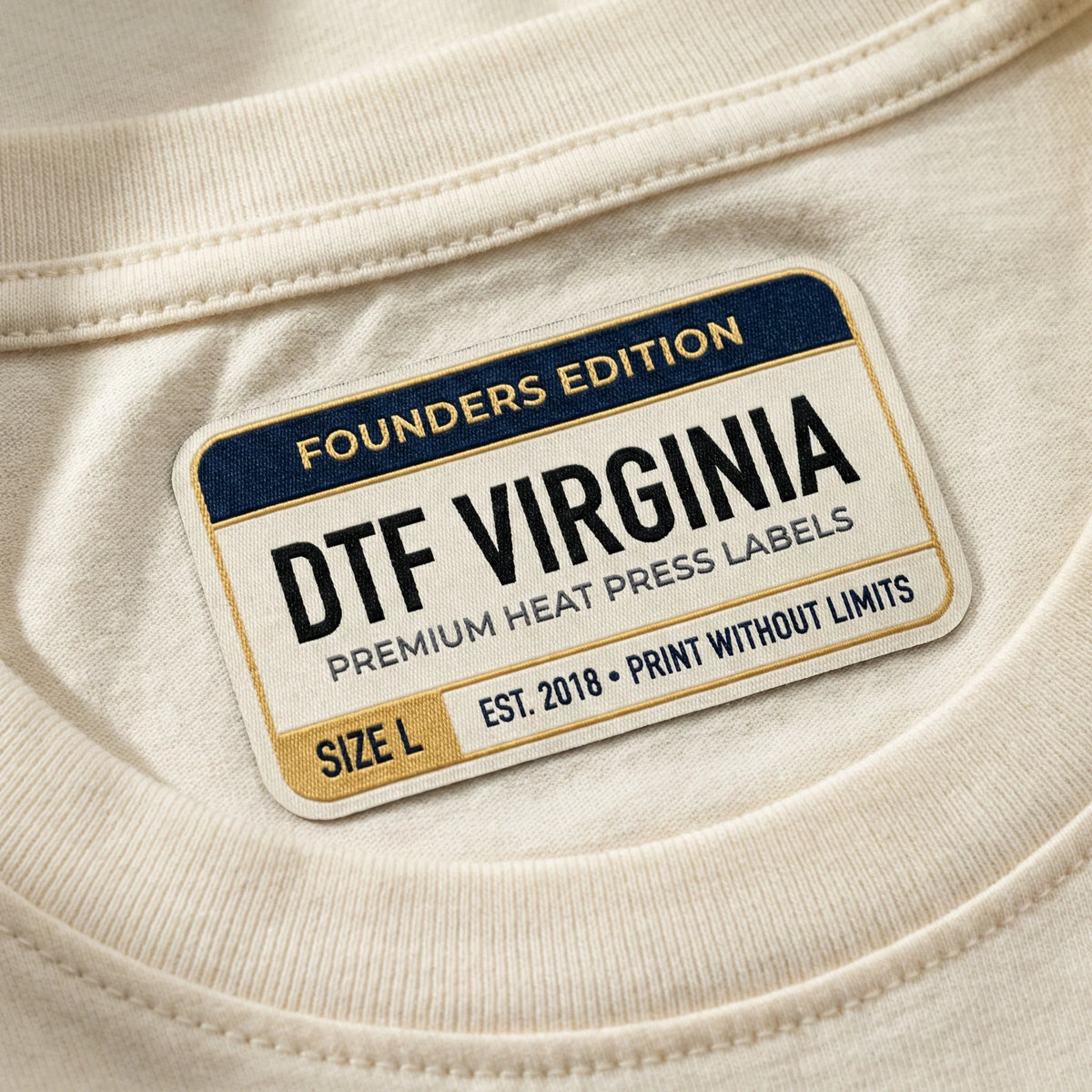 Custom Woven Labels ( UV - Printed ) - DTF Virginia - 