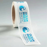 Roll of Ocean Breeze texturizing mist labels on a gray background