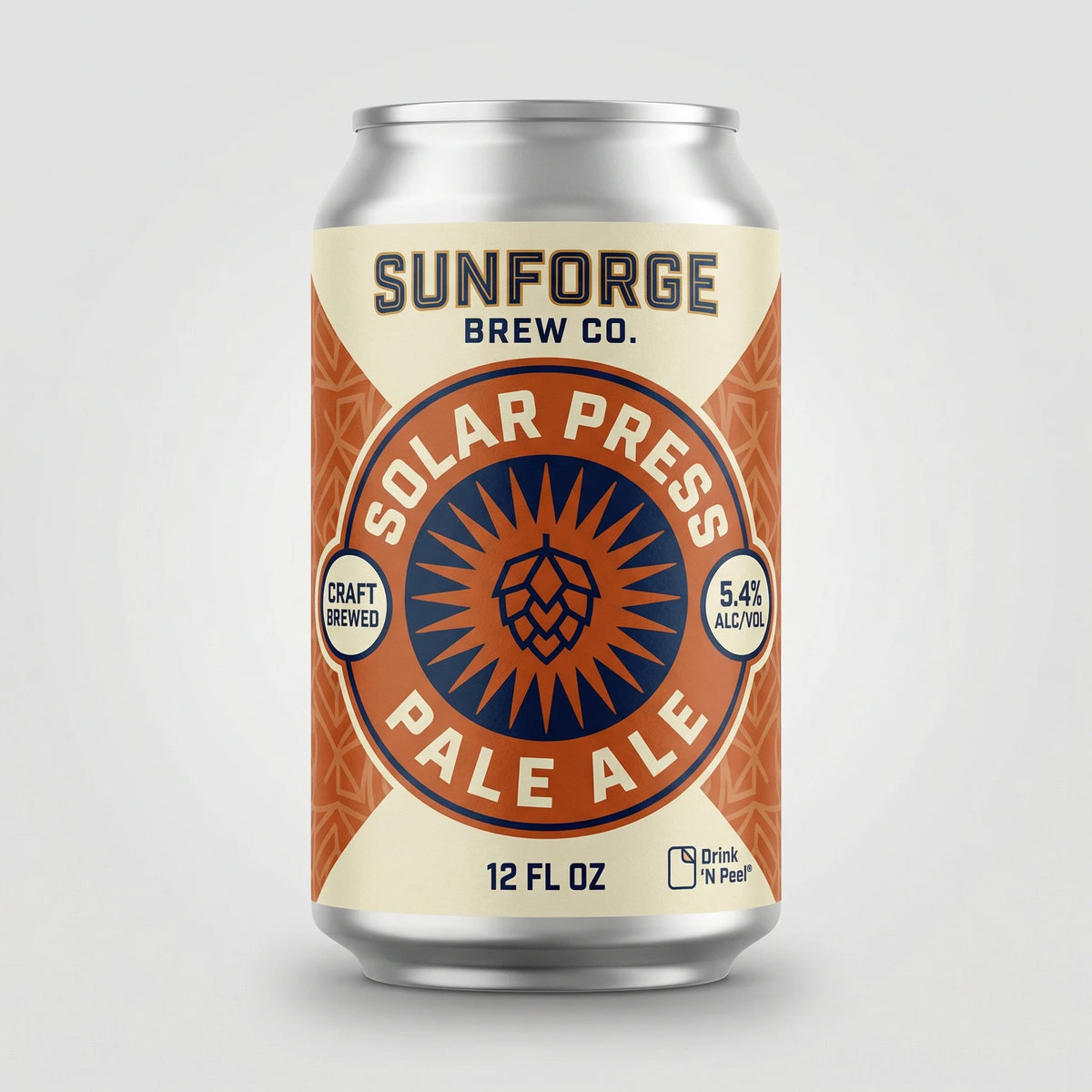 Sunforge Brew Co. Solar Press Pale Ale can on a light gray background