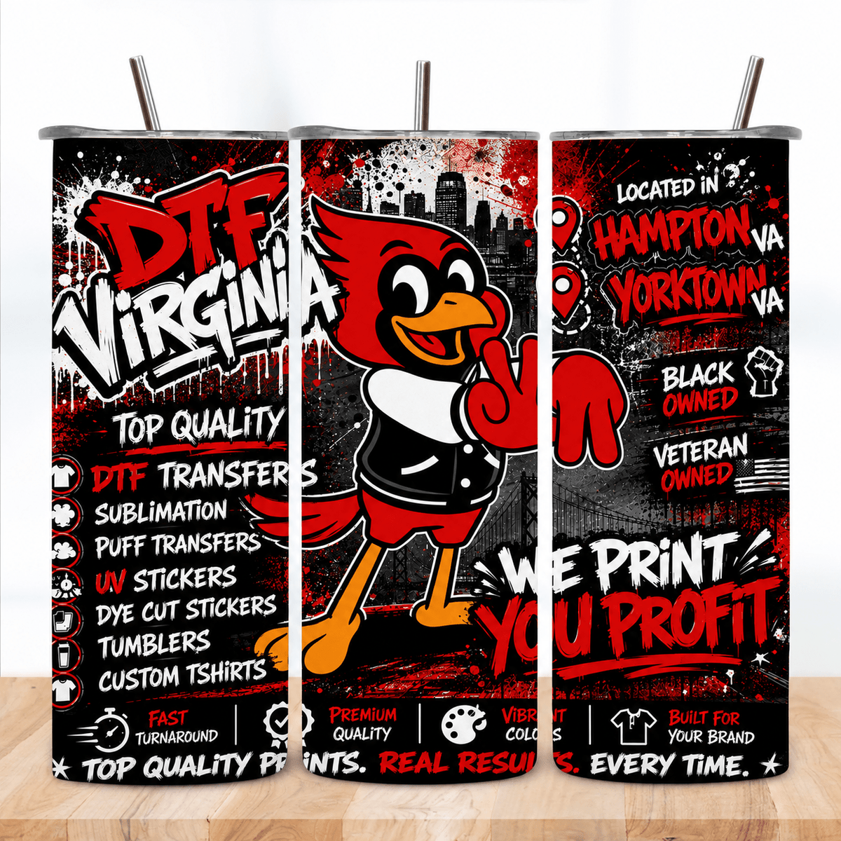 Rudi Red Tumbler - DTF Virginia -