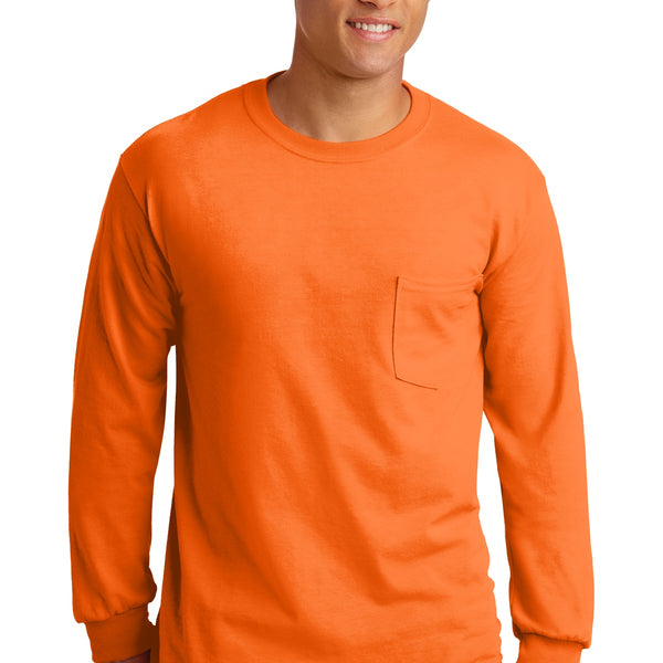 Gildan ®  - Ultra Cotton ®  100% US Cotton Long Sleeve T-Shirt with Pocket.  2410