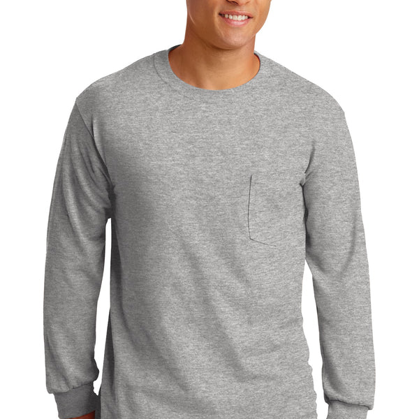 Gildan ®  - Ultra Cotton ®  100% US Cotton Long Sleeve T-Shirt with Pocket.  2410