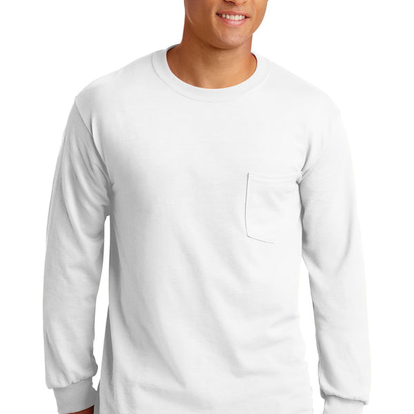 Gildan ®  - Ultra Cotton ®  100% US Cotton Long Sleeve T-Shirt with Pocket.  2410