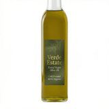 Bottle of Verde Estate Extra Virgin Olive Oil on a white background