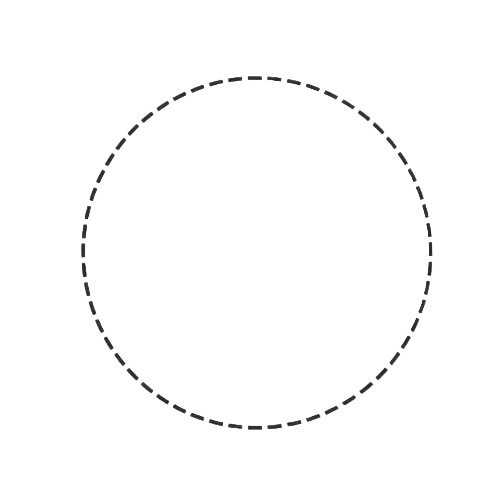 Dashed circle on a light gray background