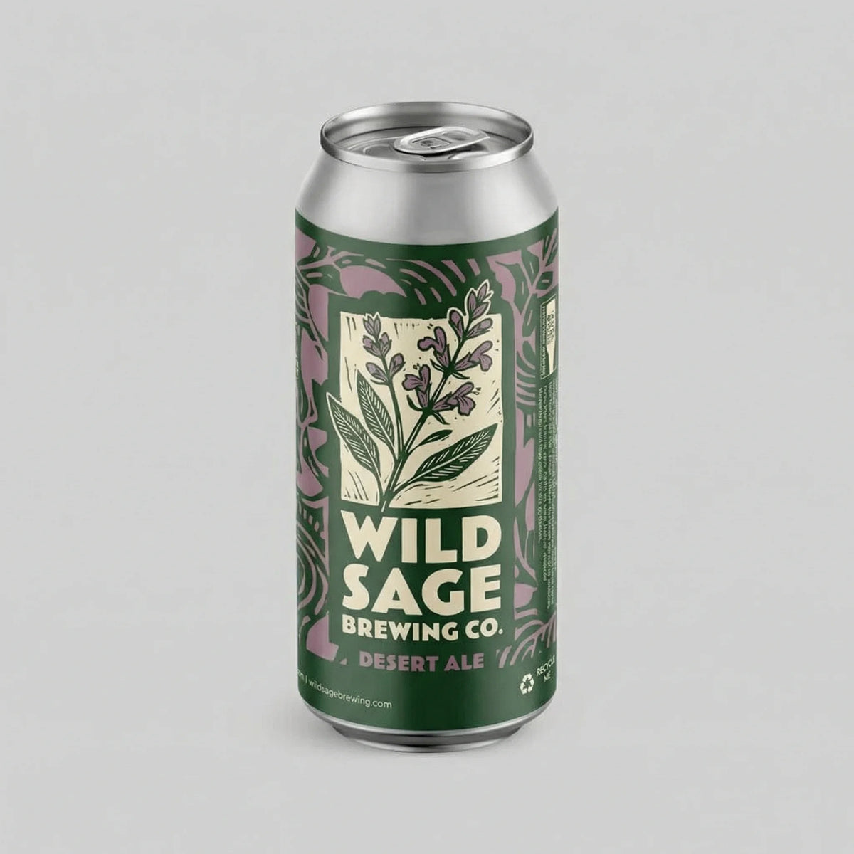 Beer can from Wild Sage Brewing Co. on a gray background