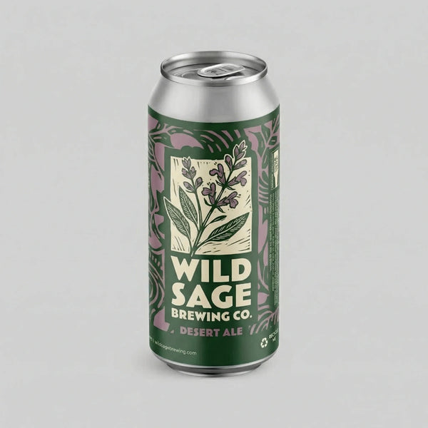 Beer can from Wild Sage Brewing Co. on a gray background