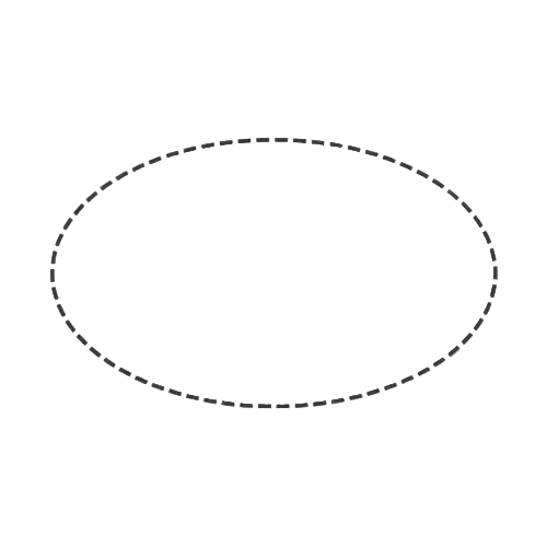 Dashed oval outline on a light gray background