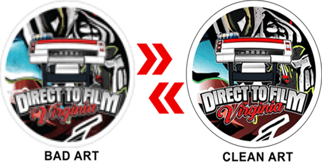 Comparison of bad art versus clean art showcasing professional vector design services.