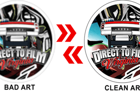 Comparison of bad art versus clean art showcasing professional vector design services.