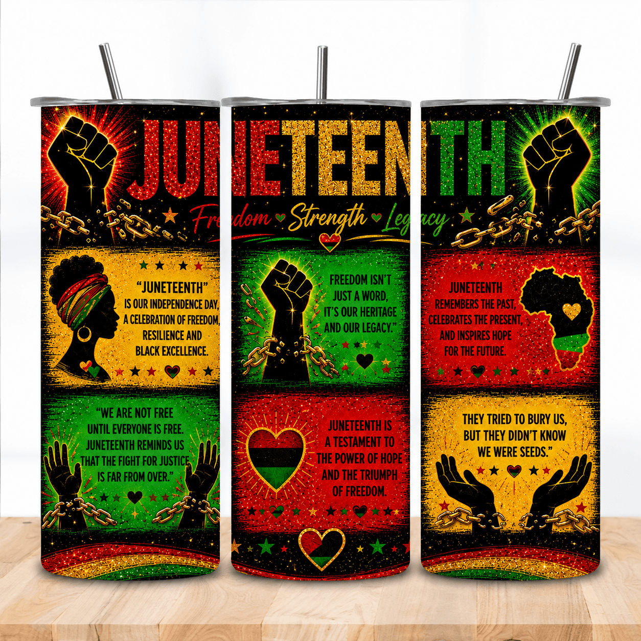 Juneteenth 20oz Skinny Tumbler - DTF Virginia -