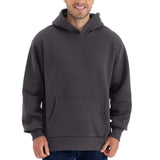 Man wearing Next Level Apparel ®  Heavyweight Hoodie NL9307 in dark gray, featuring a front pouch pocket and oversized fit.