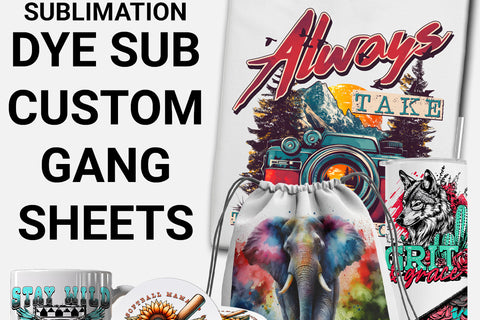 Sublimation dye sub custom gang sheets with vibrant full-color prints