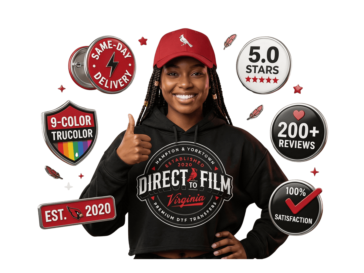 Person wearing a black hoodie with branding elements on a black background