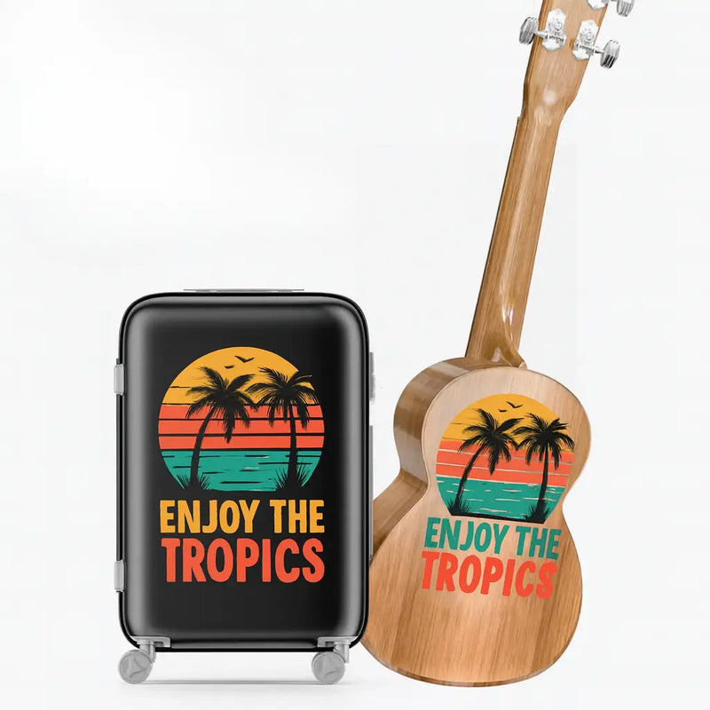 uv dtf sticker on suitcase